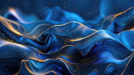 abstract blue wavy background with gold line wave, can be used for banner sale, wallpaper, for,...