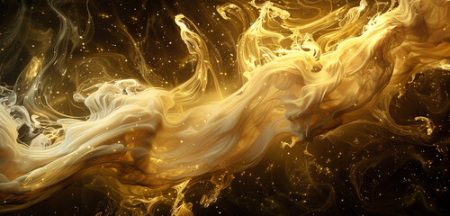 Whirlwinds of brilliance, celestial ballet in golden-hued smoke.