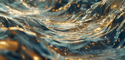 Abstract liquid innovation, where metallic waves redefine the tech canvas. - obrazy, fototapety, plakaty