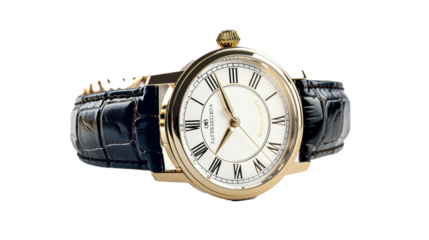 A handsome men's formal chain wristwatch, adding a touch of class to any ensemble, its classic design and impeccable timekeeping showcased against a seamless white background