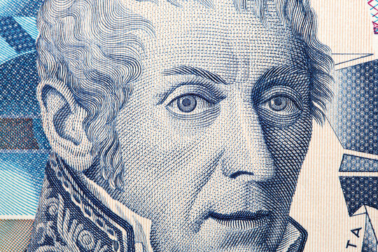 Alessandro Volta a closeup portrait from Italian money