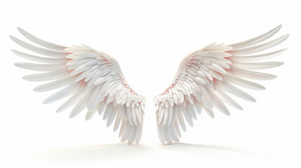Obraz premium Snow-white angel wings on a white isolated background