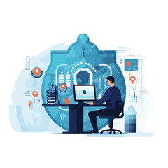 cyber security design flat vector illustration isol