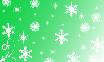 Snowflake background. Winter green and white gradation illustration