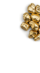 gold nuggets isolated on transparent background. Generative AI.