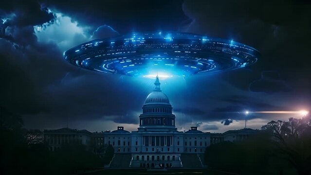 Dramatic UFO Sighting Over the Capitol Building at Night