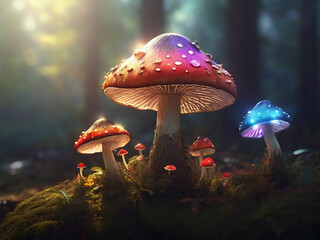 Toadstools in the Forest