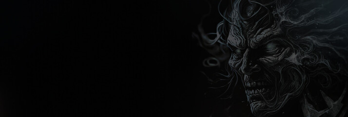 Scary demon monster. Zombie in the dark.