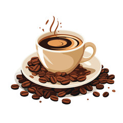 delicious coffee drink poster with bean pattern 