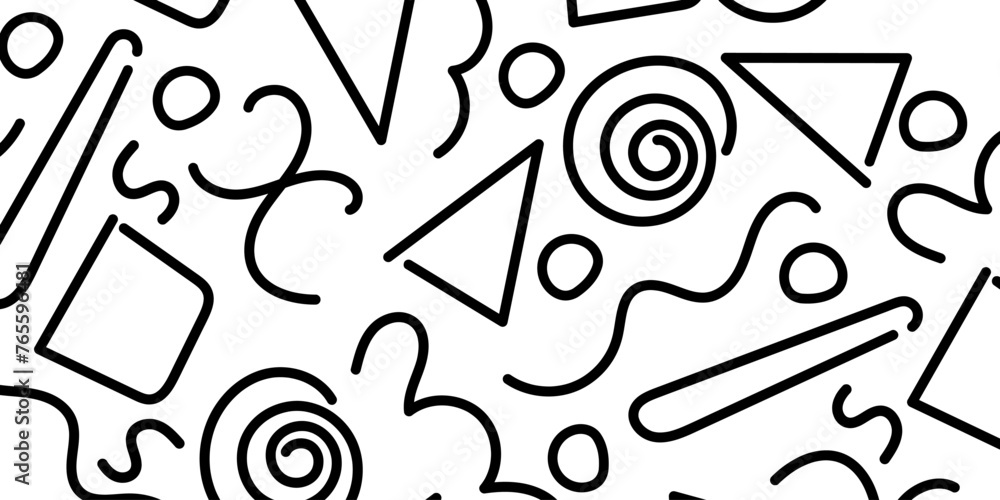 Poster line doodle pattern. trendy design with shapes. simple scribble wallpaper. abstract vector backgroun