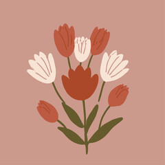 hand with flower, illustration of a flower, vector illustration, outline drawing, flower outline,