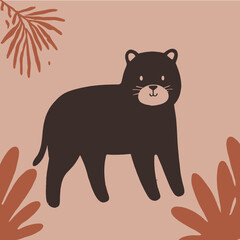 bear in the forest, bear with flower, animal outline, vector illustration, minimal vector, pet vector illustration