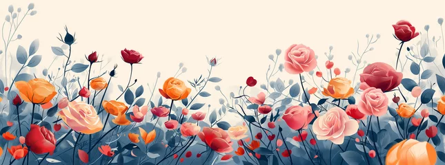 Fotobehang Symphonie bucolique : cadence des roses © Fred