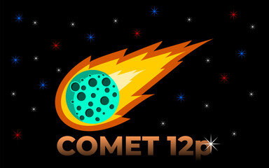 Comet 12p  vector illustration. comet 12 p, comet - obrazy, fototapety, plakaty
