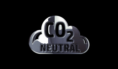 CO2 neutral zero emission decarbonize symbol digital 3d illustration