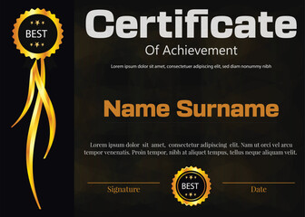 certificate new professional design with black background and elements 