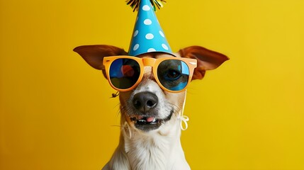 dog with party hat