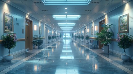 3D Modern Building hallway. High resolution image.