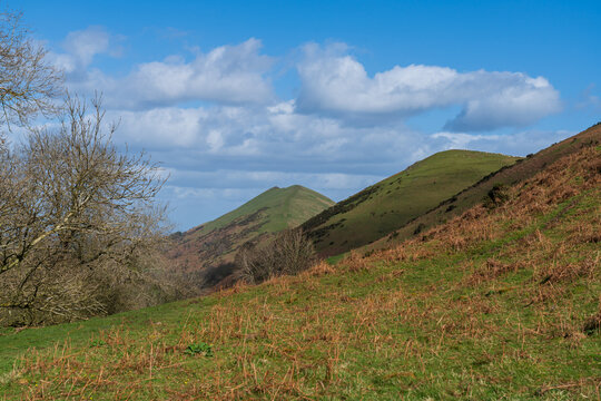Shropshire, UK landscape image of the Shropshire hills on a pleasant Spring day