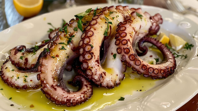 Polvo &agrave; Lagareiro A Typical Portuguese Dish With Grilled Octopus