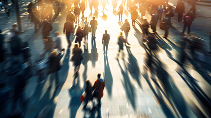 Outside one person stands many people move, perfect for motivational posters and business presentations .creativity concept