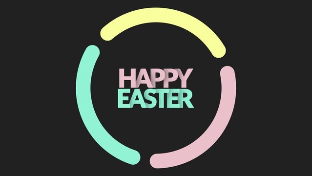Happy Easter Text Animation in circle background, and Happy Easter motion graphics for Easter celebration.