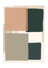 Modern Art. Abstract squares, color palette, minimalistic and simplistic art poster. Scandinavian style for wall interior.
