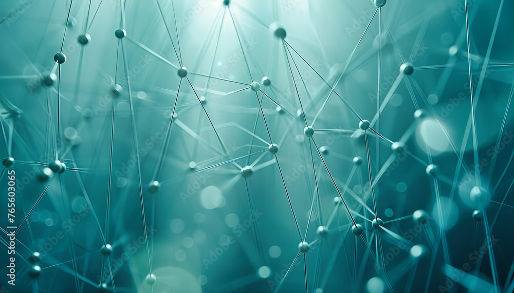 Poster futuristic connectivity and digital networking, abstract technology with geometric patterns in blue 