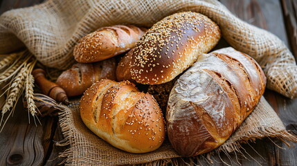 Close up of fresh, tasty and healthy bread