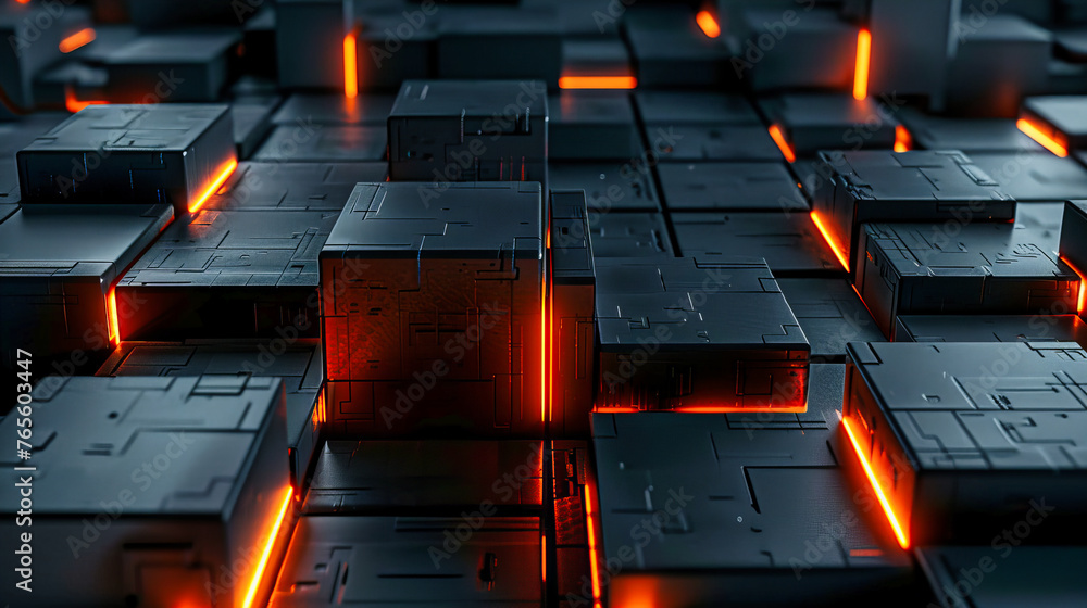 Poster futuristic digital architecture in the cyberspace, abstract technology background with modern networ