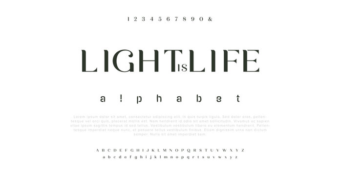 Lettering Minimalist Fashion. Elegant alphabet letters serif font and number. Typography fonts regular uppercase, lowercase.