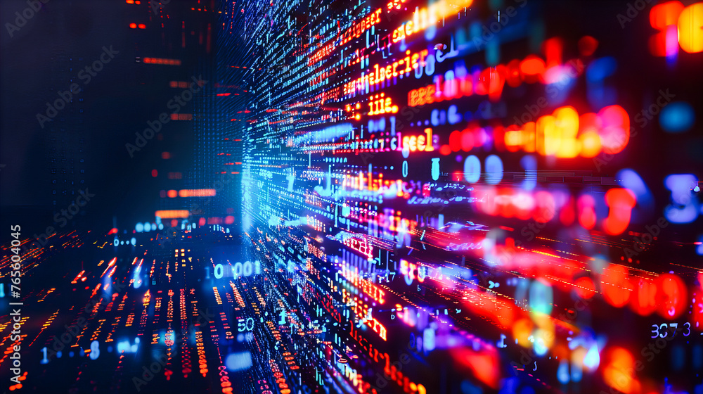 Poster futuristic digital network and computing science, global information technology, abstract cyber conc
