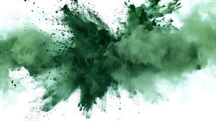 green  powder splashes on white background, generative ai