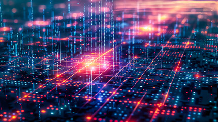 Fototapeta premium Futuristic digital network and technology concept, symbolizing global connectivity, cyber innovation, and modern data communication