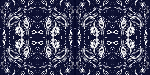 Abstract seamless pattern, seamless wallpaper, seamless background designed for use for interior, wallpaper, fabric, curtain, carpet, clothing, Batik, satin, background, illustration, Embroidery style