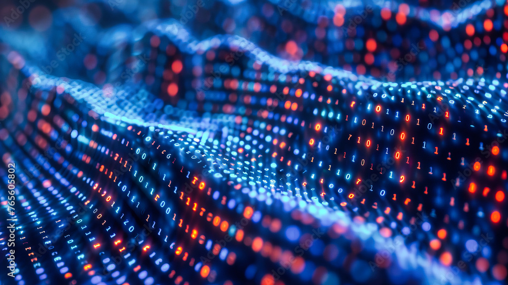 Poster futuristic digital technology concept with a blue abstract network, highlighting the complexity and 