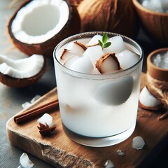 Coconut juice, Drink coconut water, Tropical summer iced drink