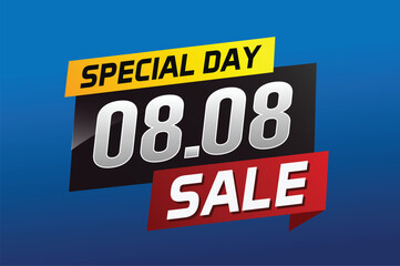8.8 Special day sale word concept vector illustration with ribbon and 3d style for use landing page, template, ui, web, mobile app, poster, banner, flyer, background, gift card, coupon

