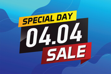4.4 Special day sale word concept vector illustration with ribbon and 3d style for use landing page, template, ui, web, mobile app, poster, banner, flyer, background, gift card, coupon

