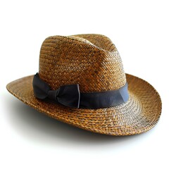 straw hat isolated on white background with shadow