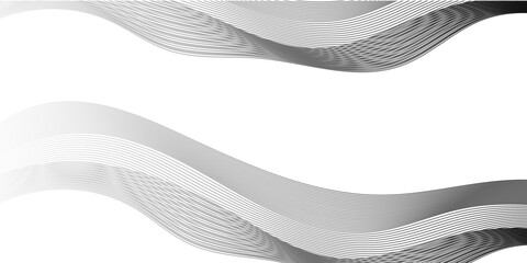 Abstract modern vector wave background. Curved gay or white and black vector illustration. Wavy lines.