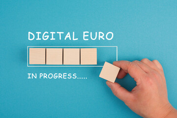Digital Euro in progress, digitalization of european currency, replacement of cash money, payment...