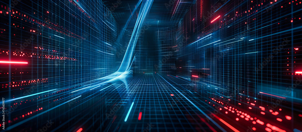 Poster futuristic technology and abstract design in cyberspace, representing the digital revolution and the