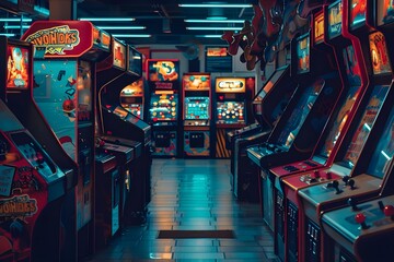 Retro Arcade Fun: Evoke nostalgia with a photo of a retro arcade, featuring colorful machines and the excitement of gaming.

