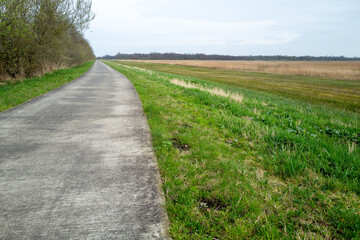 wide empty cycle path in the netherlands