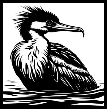 recommend clip art: Stylized Black Cormorant Vector Illustration
                    