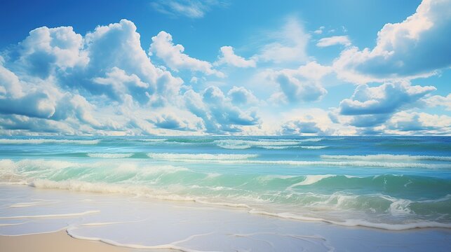 Calm get-away Seascape in Florida. Solitude background with Dreamlike Sunshine Beach
