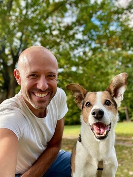 Happy Man with his dog