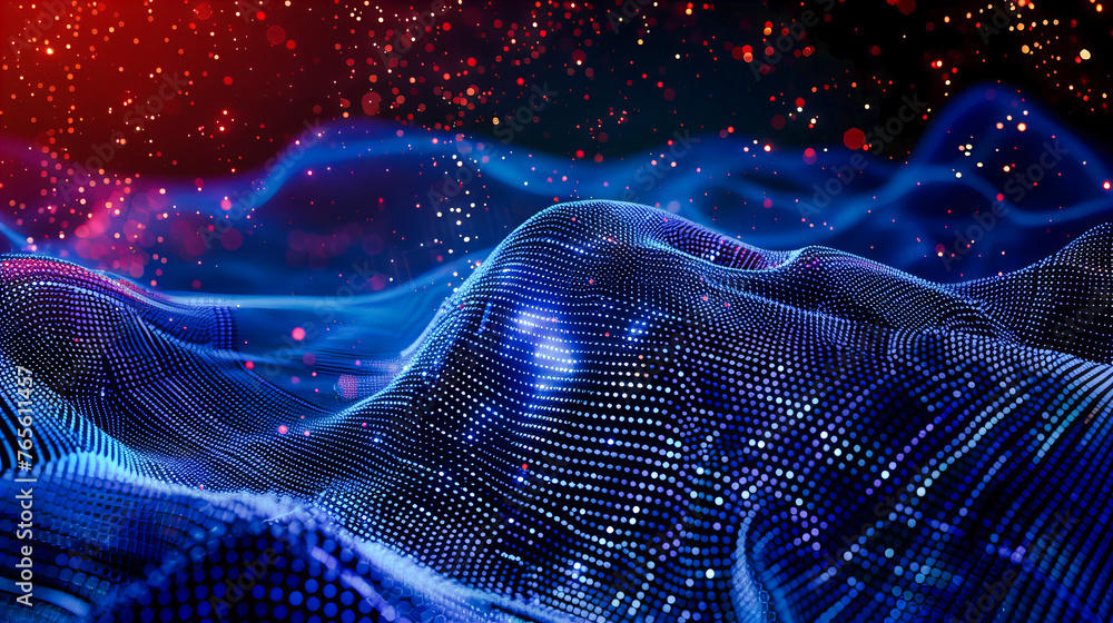 Poster futuristic technology network concept with a geometric digital pattern, illustrating the interconnec