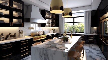 modern kitchen interior with decorated items